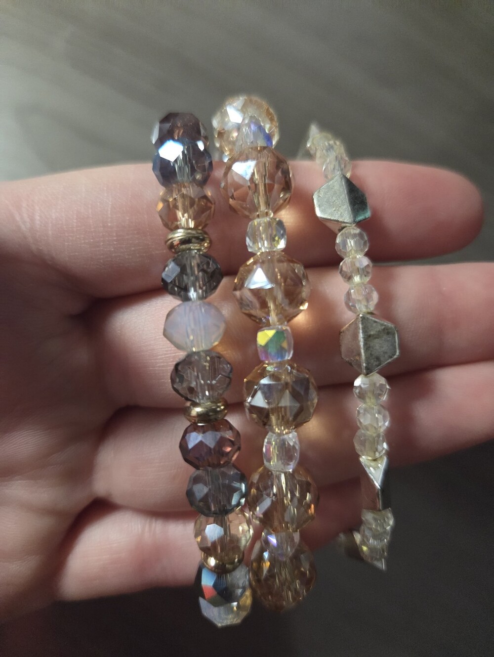 Erimish Champagne Crystal Stretch Bracelet Trio - Women Jewelry